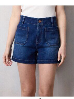 LC Lauren Conrad Super High Rise Laguna Denim Shorts - Dark Wash - Size 8